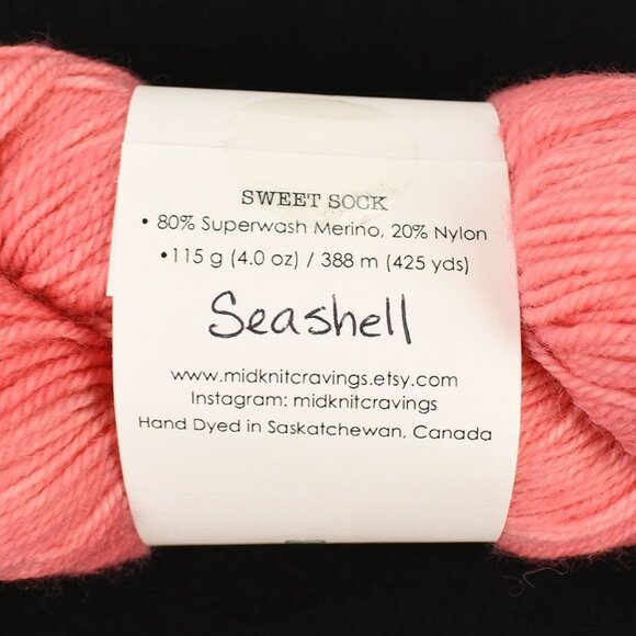 Midknit Cravings Sweet Sock Yarn Superwash Merino Nylon Hand Dyed Seashell Pink - Picture 3 of 3